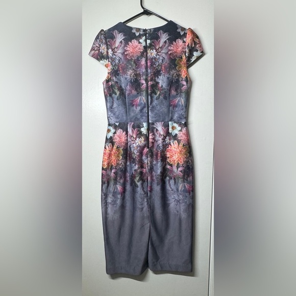 Betsey Johnson Grey Floral Sheath Rockabilly Retro Scuba Midi Fairygoth Dress 4 - Picture 8 of 14